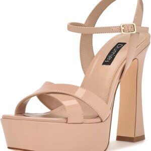 Women Platform Heels Synthetic Leather Open Toe Ankle Strap Dress Shoes